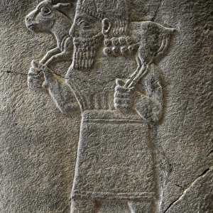 Hittite art. Orthostat. 8th century BC. Relief: Man carrying