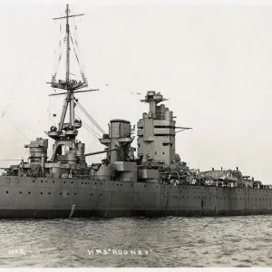 HMS Rodney British Battleship Print circa 1930 HMS Rodney British Battleship Print circa 1930
