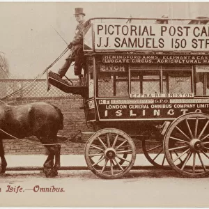 Horse-bus with Pictorial Post Cards advert 1900s