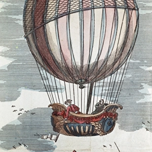 Hot-air balloon. 18th c. Engraving