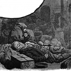 Immigrants sleeping in Castle Garden, New York, 1886