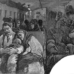 Immigrants on a train to the Mid-West, USA, 1886