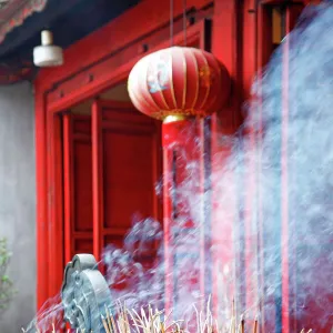 Incense sticks burning in Den Ngoc Son, Temple Hanoi