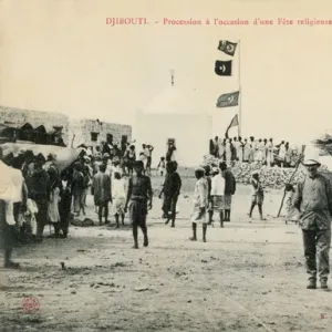 Native bazaar in Djibouti, north-eastern Africa available as Framed