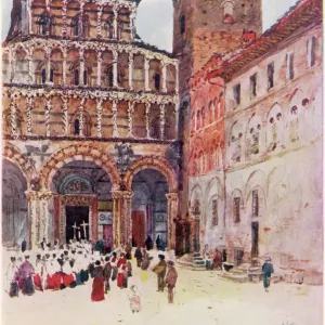 Rogationtide Procession in Lucca Cathedral Piazza Print Rogationtide Procession in Lucca Cathedral Piazza Print