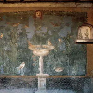 Italy. Pompeii. House of Venus. Fresco. Garden with birds ar