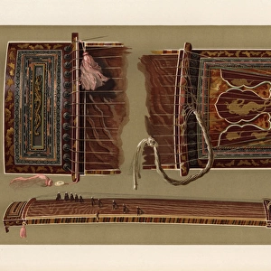Japanese koto or 13-string harp made of kiri wood
