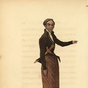 Javanese chief in ordinary dress wearing a sarong with kris