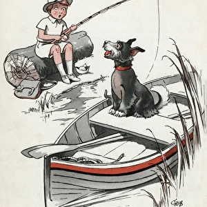 Jeek the puppy goes fishing with Jacky