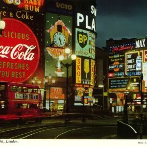 John Hinde Print: Piccadilly by Night, London 1960s