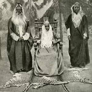 King of Bunyoro and two chiefs, Western Uganda, East Africa