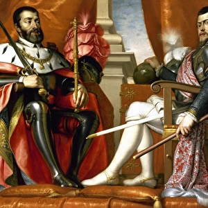 Kings of Spain Philip II (1527-1598) and Charles I (1500-155