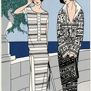 Two ladies in outfits by Jean Patou and Drecoll