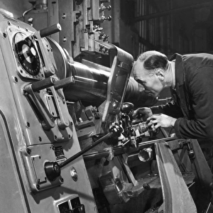 A lathe operator at work