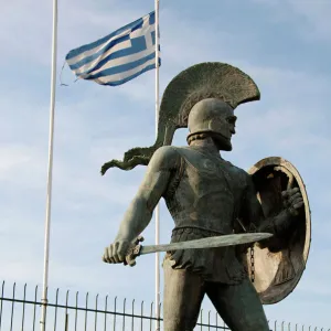 Leonidas I (died 480 BC). King of Sparta. Monument in Spart