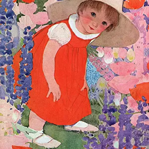 Little girl playing in a garden by Muriel Dawson
