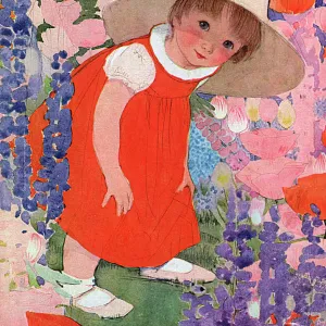 Little girl playing in a garden by Muriel Dawson