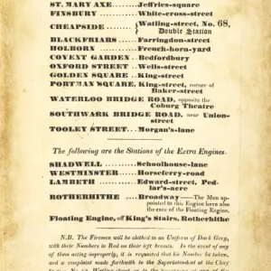 London Fire Engine Establishment Print - 1833 Formation
