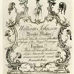 London Trade Card - William Johnson, Wig Maker