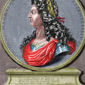 Louis XIV (1638-1715). King of France. Engraving. Colored