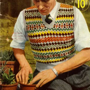 Man in knitted waistcoat by Stitchcraft