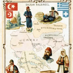 Map of the Balkans, highlighting Greek and Turkish territory