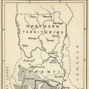 Map, Gold Coast Colony, Ghana, West Africa