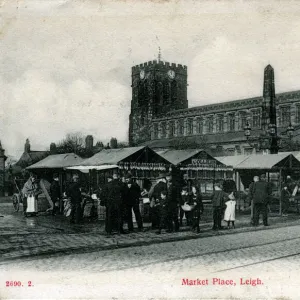 Market Place & Church, Leigh, Lancashire