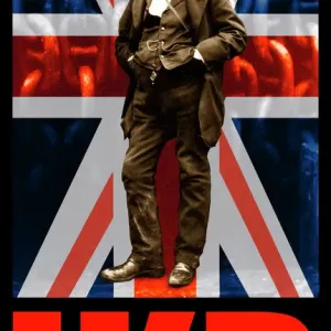 Isambard Kingdom Brunel Print with Union Jack Flag Design Isambard Kingdom Brunel Print with Union Jack Flag Design
