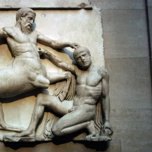 Metope. Parthenon marbles depicting part of the batlle betwe