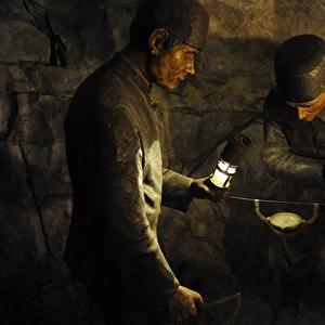 Mining. Surveying by the mines compass. Diorama