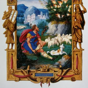 Moses and the Burning Bush. Miniature. 16th century. France