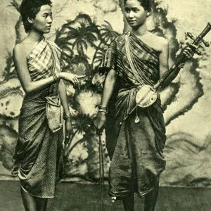 Two musician dancers of Cambodia, South East Asia