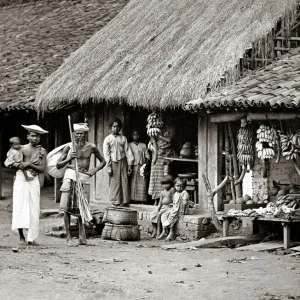 Native stall, Ceylon Sri Lanka, circa 1880s