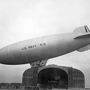 US Navy Goodyear K-2 airship lands