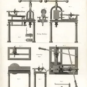 18th Century Boring Machine and Cornering Saw Print 18th Century Boring Machine and Cornering Saw Print