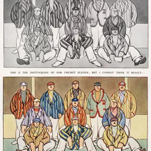 Fougasse's Colourful Cricket Team Print, 1932 Fougasse's Colourful Cricket Team Print, 1932