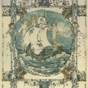 Jessie M King Print: Ship at Sea with Angel Guardians, 1926 Jessie M King Print: Ship at Sea with Angel Guardians, 1926