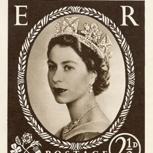 Print of Queen Elizabeth II's first postage stamp Print of Queen Elizabeth II's first postage stamp