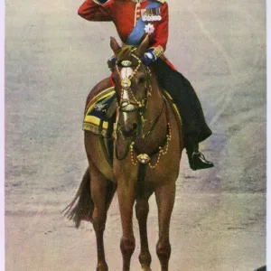 Queen Elizabeth II - Trooping of the Colour Print circa 1952