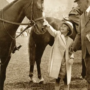 Princess Elizabeth Meets a Pony Print 1934