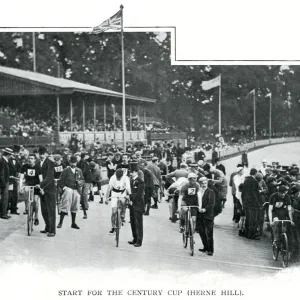 Herne Hill Velodrome Print: Cyclists Ready to Start 1900 Herne Hill Velodrome Print: Cyclists Ready to Start 1900