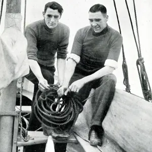 Football Brothers on their Boat at Blackpool, 1946 Print Football Brothers on their Boat at Blackpool, 1946 Print
