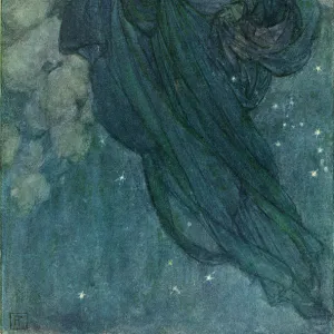 Night slid down. Illustration by Florence Harrison to Tennysons poem The Gardener s