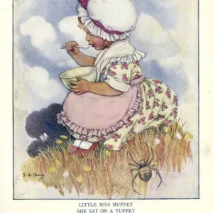 Framed Print of Little Miss Muffet Print, c. 1930. Framed Print