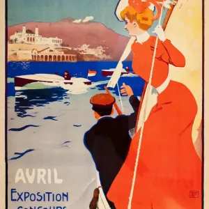 Vintage Monaco Travel Poster Print, Early 20th Century Vintage Monaco Travel Poster Print, Early 20th Century