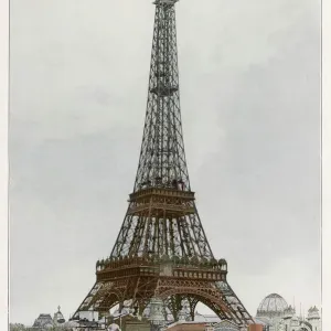 Print of the Eiffel Tower surrounded by Exposition buildings Print of the Eiffel Tower surrounded by Exposition buildings