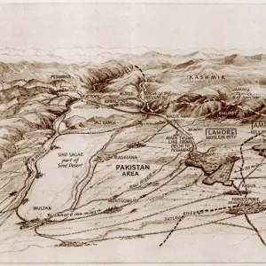 Partition. Map of East and West Punjab