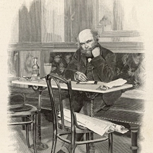 Paul Verlaine, French poet, writing at a cafe table