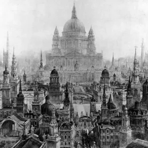 Perspective Conspectus of Sir Christopher Wren's London Print Perspective Conspectus of Sir Christopher Wren's London Print